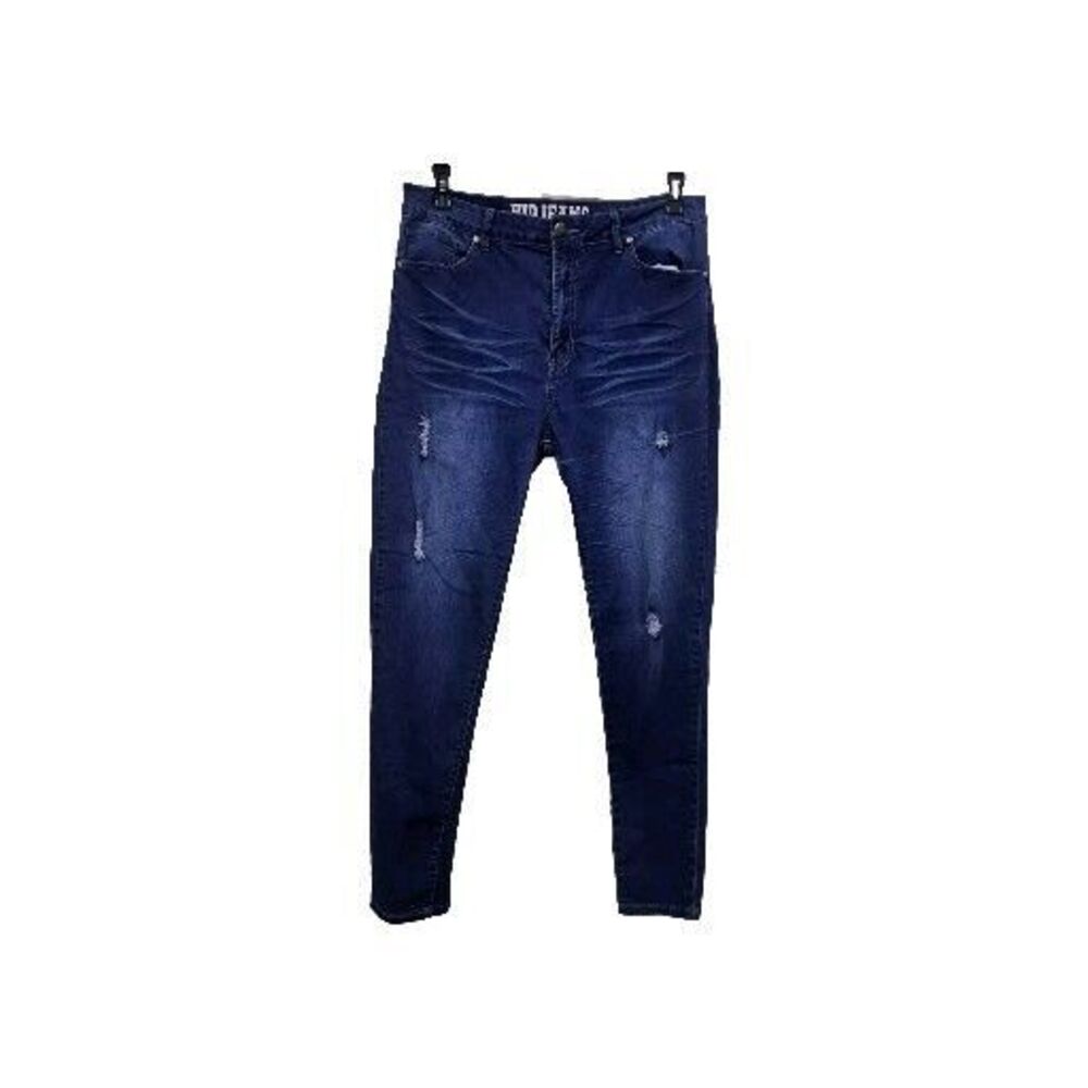 VIP Women's Blue Jeans Size 17 / 33 Sculpting Stretch Cotton/Spandex Distressed